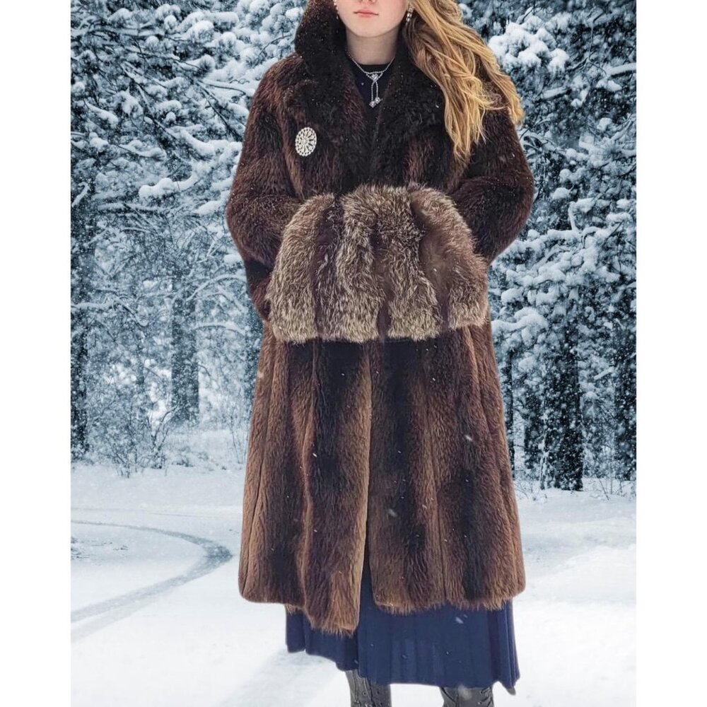 Canadian Beaver Fur Coat - Vintage Full Length